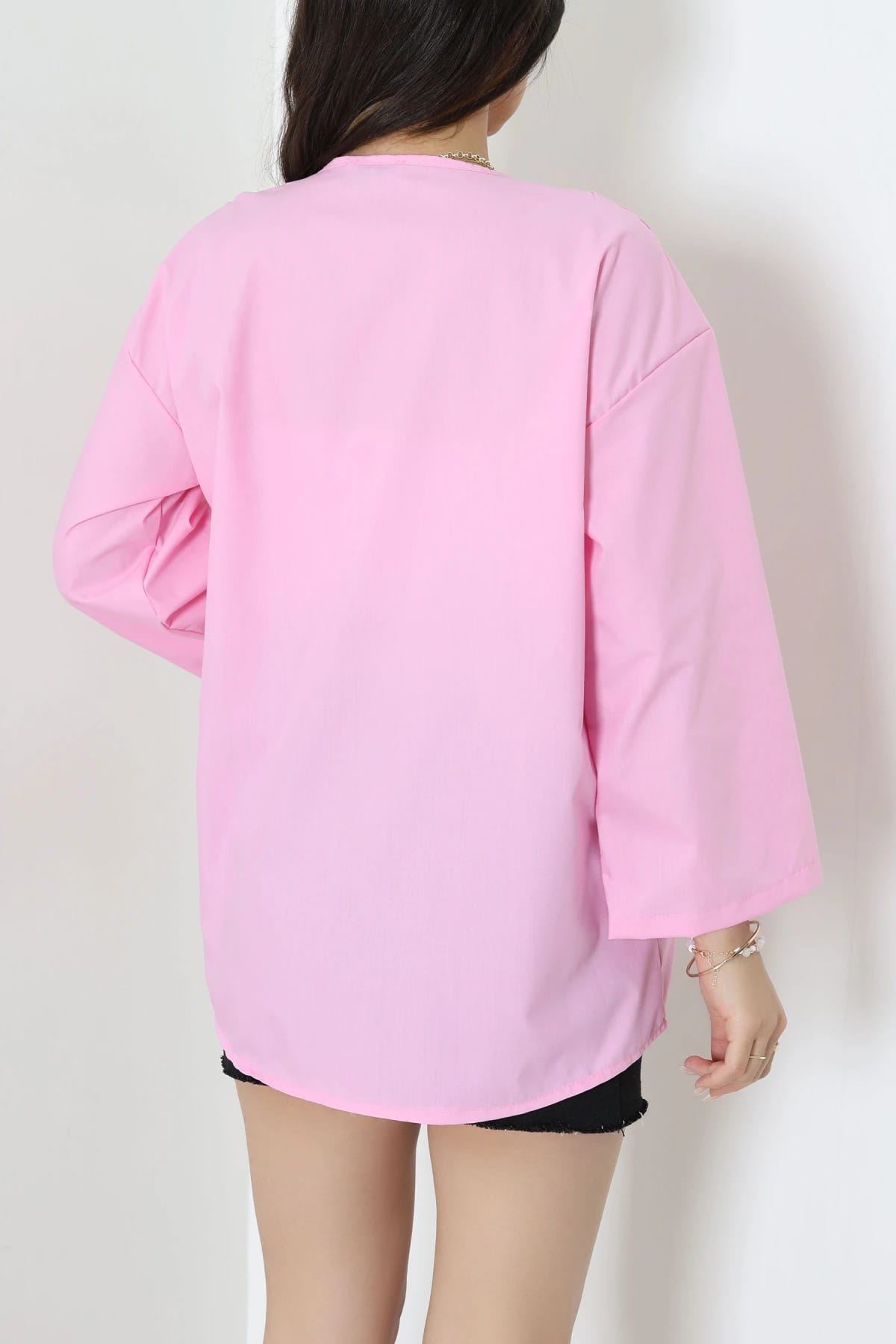 Bağlamalı Poplin Gömlek Pembe