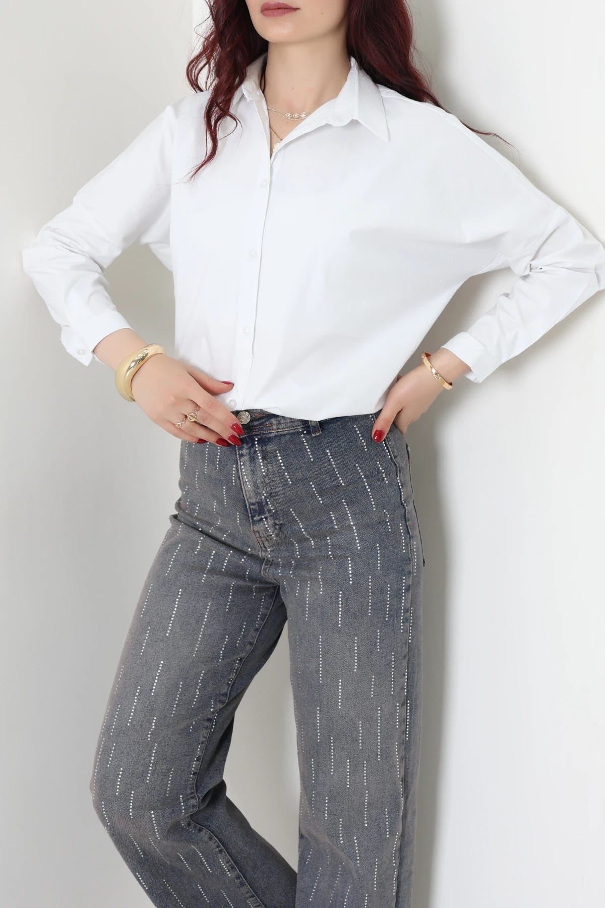 Oversize Poplin Gömlek Beyaz 