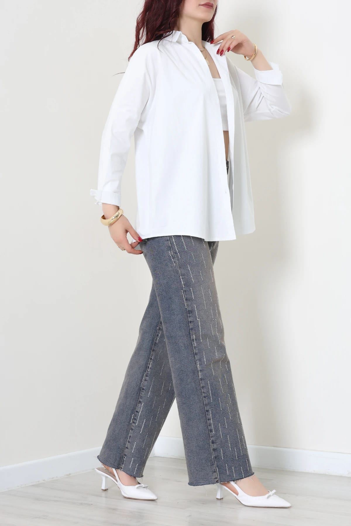 Oversize Poplin Gömlek Beyaz 