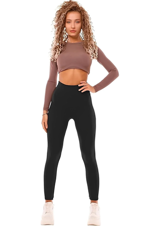 Toparlayıcı Yüksek Bel Siyah Spor Tayt – Esnek & Fit