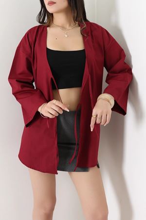 Bağlamalı Poplin Gömlek Bordo