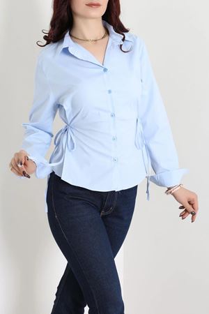 Yandan Bağlamalı Poplin Gömlek Bebe Mavi