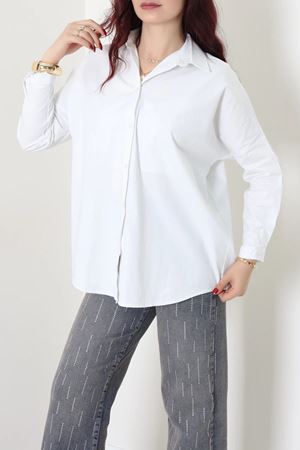 Oversize Poplin Gömlek Beyaz 