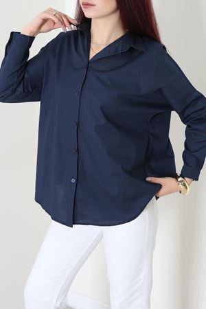Oversize Poplin Gömlek Lacivert