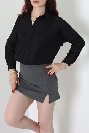 Oversize Poplin Gömlek Siyah 