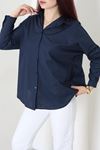 Oversize Poplin Gömlek Lacivert