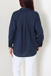 Oversize Poplin Gömlek Lacivert